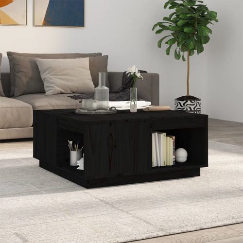 Table basse Noir 80x81x36,5 cm Bois massif de pin - Photo n°2; ?>