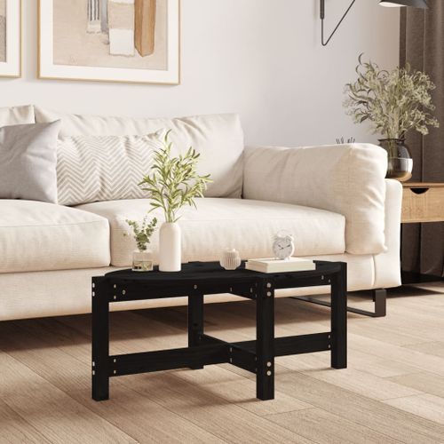 Table basse Noir 87x48x35 cm Bois massif de pin - Photo n°2; ?>