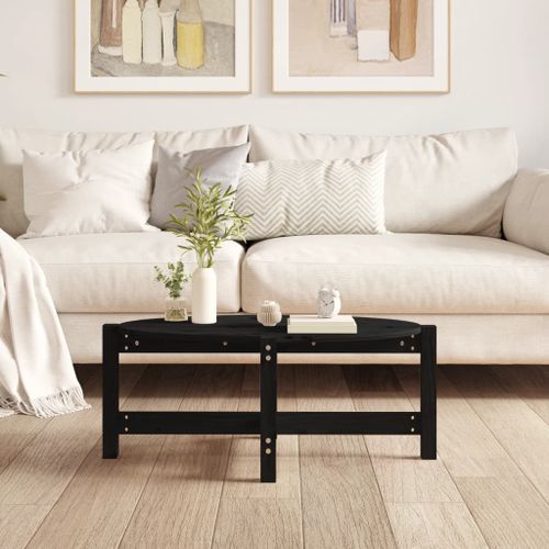 Table basse Noir 87x48x35 cm Bois massif de pin - Photo n°3; ?>