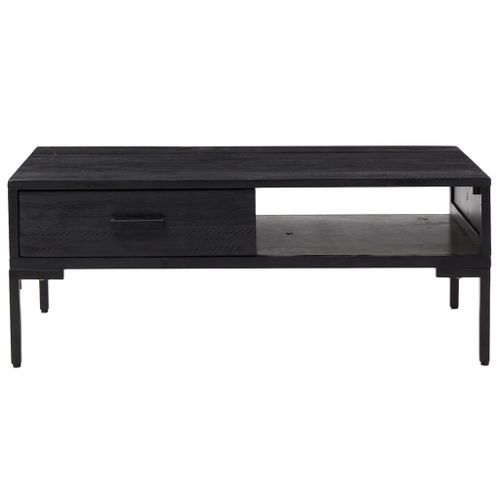 Table basse Noir 90x50x35 cm Bois de pin massif - Photo n°3; ?>