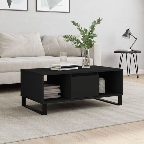 Table basse Noir 90x50x36,5 cm Bois d'ingénierie - Photo n°2; ?>