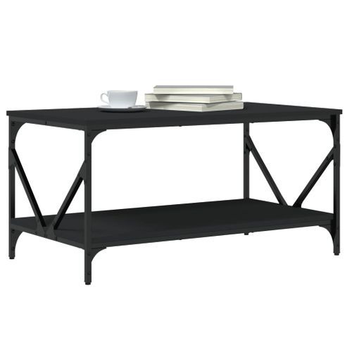 Table basse noir 90x50x45 cm bois d'ingénierie - Photo n°3; ?>