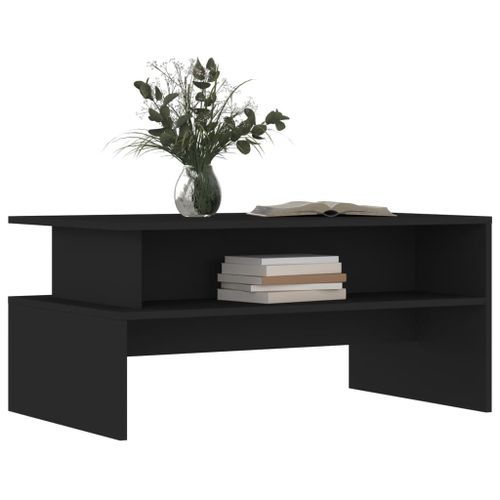 Table basse noir 90x55x42,5 cm bois d'ingénierie - Photo n°3; ?>