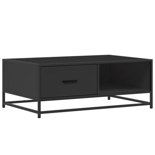 Table basse noir 90x57x35 cm bois d'ingénierie et métal - Photo n°2; ?>