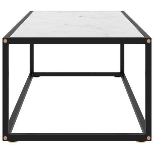 Table basse Noir avec verre marbre blanc 100x50x35 cm - Photo n°3; ?>