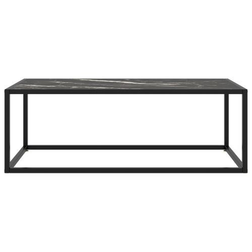 Table basse Noir avec verre marbre noir 100x50x35 cm - Photo n°2; ?>