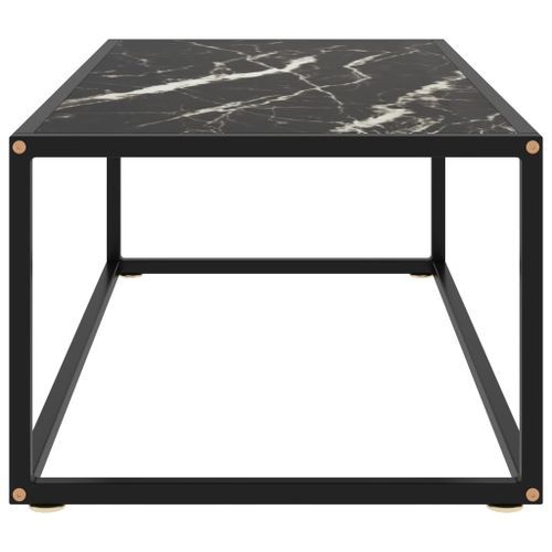 Table basse Noir avec verre marbre noir 100x50x35 cm - Photo n°3; ?>