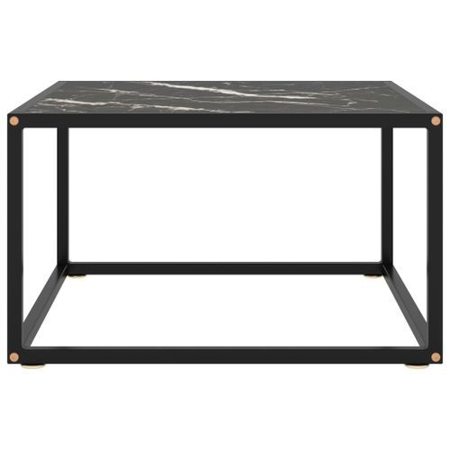 Table basse Noir avec verre marbre noir 60x60x35 cm - Photo n°2; ?>