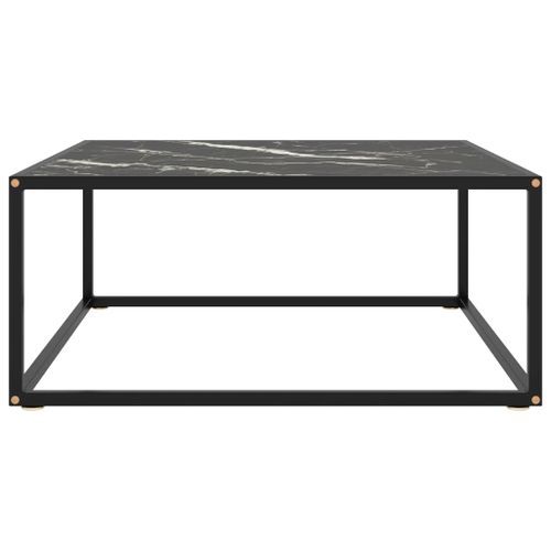 Table basse Noir avec verre marbre noir 80x80x35 cm - Photo n°2; ?>