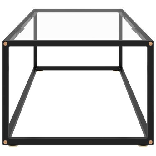 Table basse Noir avec verre trempé 120x50x35 cm - Photo n°3; ?>