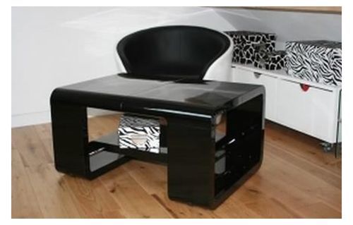 Table basse noire brillant avec rallonge Bonk - Photo n°3; ?>