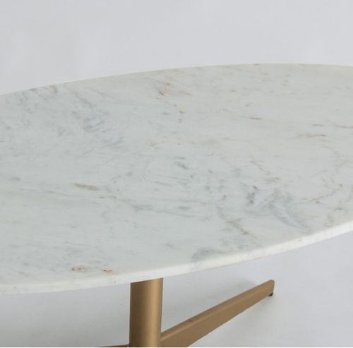 Table basse ovale marbre blanc et métal doré Sacha - Photo n°3; ?>