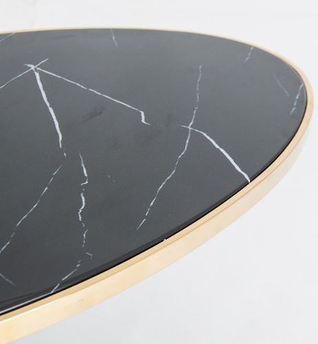 Table basse ovale marbre noir et métal doré Nath - Photo n°3; ?>