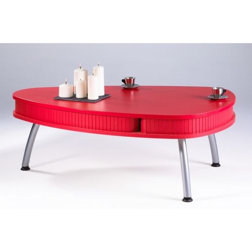 Table basse ovale rouge Scoop - Photo n°3; ?>