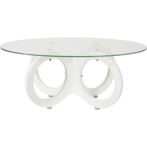 Table basse ovale verre et pieds métal blanc Kaloe - Photo n°2; ?>
