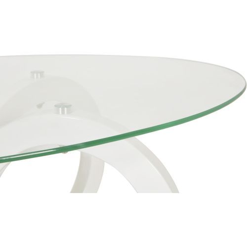 Table basse ovale verre et pieds métal blanc Kaloe - Photo n°3; ?>