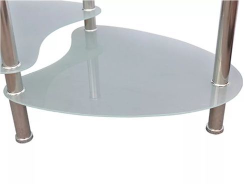 Table basse ovale verre trempé blanc et métal chromé Kyrah - Photo n°3; ?>