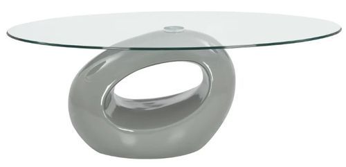 Table basse ovale verre trempé et fibre de verre gris brillant Ben - Photo n°2; ?>