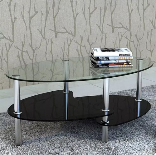 Table basse ovale verre trempé et métal chromé Kyrah - Photo n°2; ?>