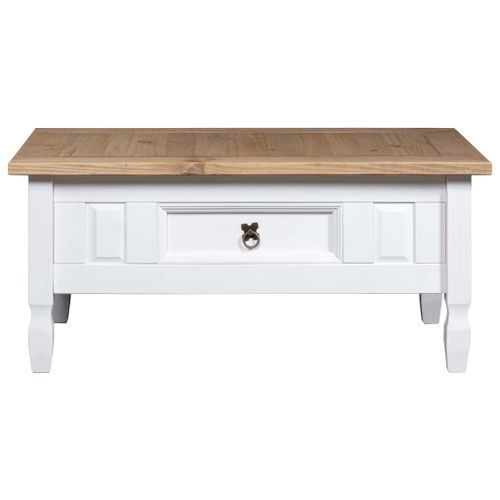 Table basse Pin mexicain Gamme Corona Blanc 100x60x45 cm - Photo n°2; ?>