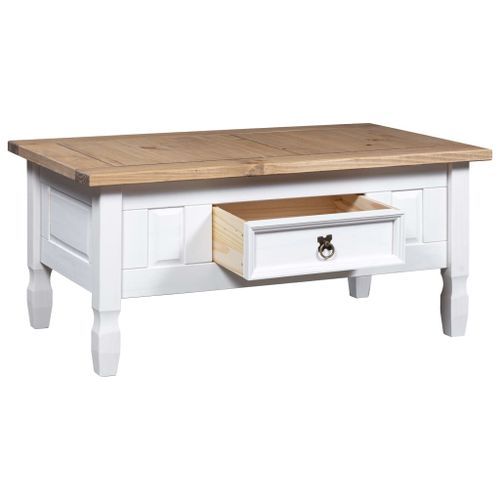 Table basse Pin mexicain Gamme Corona Blanc 100x60x45 cm - Photo n°3; ?>