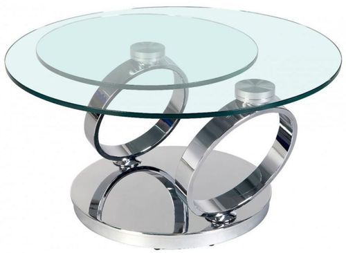 Table basse pivotante verre transparent et métal chromé Ariol - Photo n°2; ?>