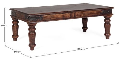 Table basse rectangle en acacia marron foncé Jania L 110 cm - Photo n°3; ?>