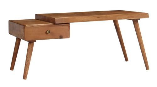 Table basse rectangulaire 1 tiroir acacia massif clair Sokena - Photo n°2; ?>