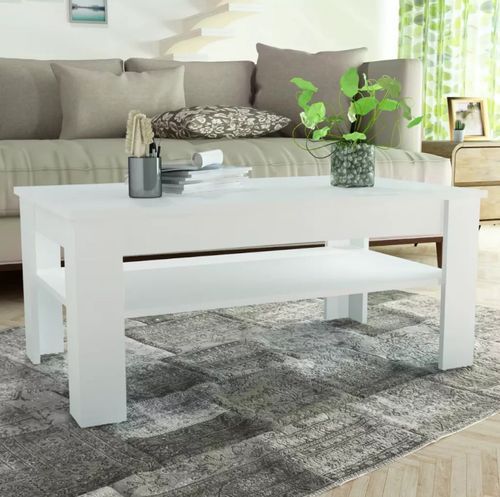 Table basse rectangulaire 1 tiroir bois blanc Chickie 110 cm - Photo n°2; ?>
