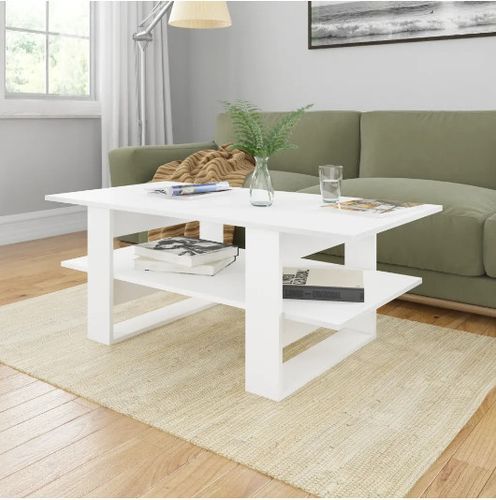 Table basse rectangulaire 2 plateaux bois blanc Tchita - Photo n°2; ?>
