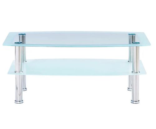 Table basse rectangulaire 2 plateaux verre trempé transparent et blanc Kyrah 2 - Photo n°2; ?>