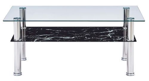 Table basse rectangulaire 2 plateaux verre trempé transparent et noir Kyrah - Photo n°2; ?>