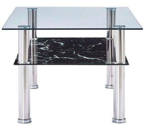 Table basse rectangulaire 2 plateaux verre trempé transparent et noir Kyrah - Photo n°3; ?>
