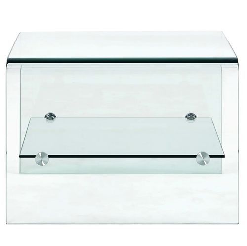 Table basse rectangulaire 2 plateaux verre trempé transparent Niu - Photo n°3; ?>