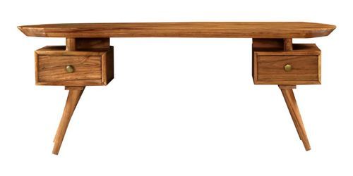 Table basse rectangulaire 2 tiroirs acacia massif clair Sokena - Photo n°2; ?>