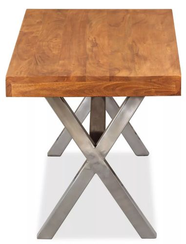 Table basse rectangulaire acacia massif laqué et pieds métal gris Valdy - Photo n°2; ?>