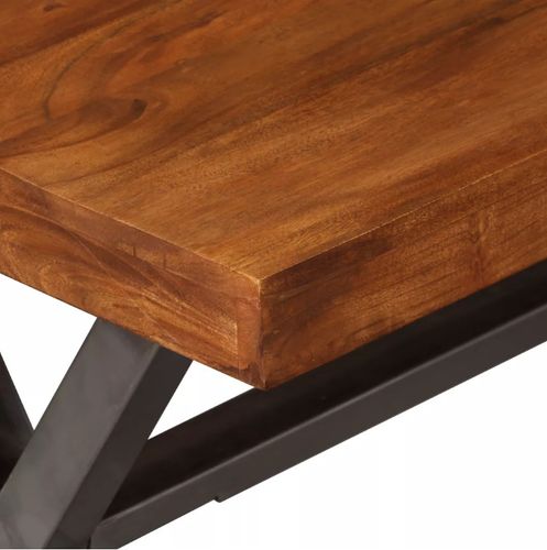 Table basse rectangulaire acacia massif laqué et pieds métal gris Valdy - Photo n°3; ?>