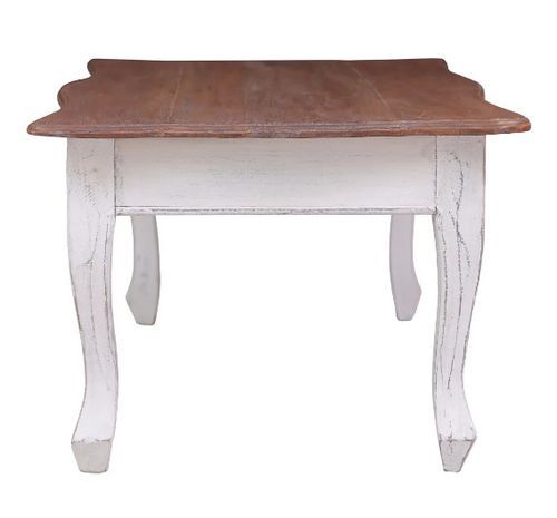 Table basse rectangulaire acajou massif clair et blanc Jeannel - Photo n°3; ?>
