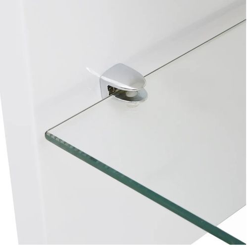 Table basse rectangulaire bois blanc brillant et verre trempé Leila - Photo n°3; ?>