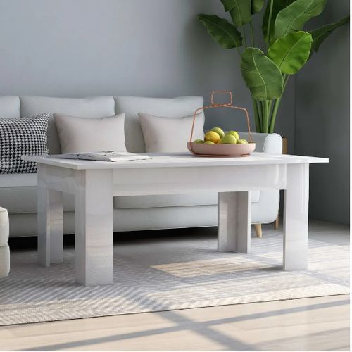 Table basse rectangulaire bois blanc brillant Léonie - Photo n°2; ?>