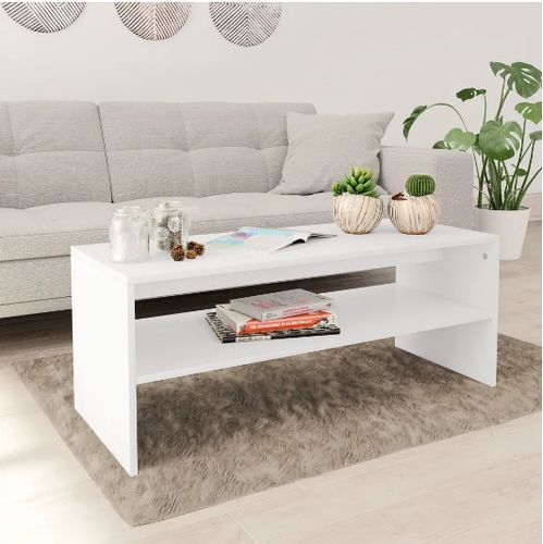 Table basse rectangulaire bois blanc Sonya - Photo n°2; ?>