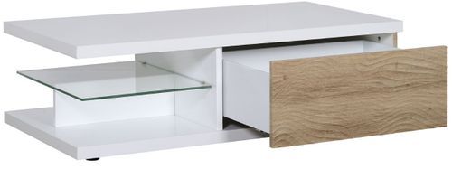 Table basse rectangulaire bois clair et laqué blanc Kay - Photo n°2; ?>