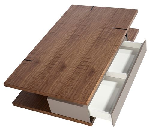 Table basse rectangulaire bois de noyer et MDF bicolore Lofia - Photo n°3; ?>