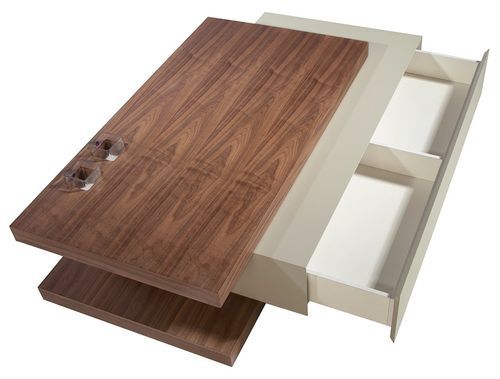 Table basse rectangulaire bois de noyer et MDF bicolore Lofia 2 - Photo n°3; ?>