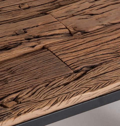Table basse rectangulaire bois de traverse foncé et métal noir Téa - Photo n°3; ?>