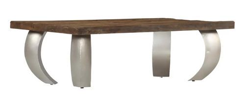 Table basse rectangulaire bois de traverses recyclé et pieds métal gris Mousty - Photo n°2; ?>
