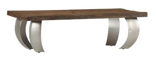 Table basse rectangulaire bois de traverses recyclé et pieds métal gris Mousty - Photo n°3; ?>
