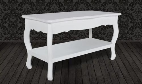 Table basse rectangulaire bois et pin massif blanc brossé Blush - Photo n°3; ?>