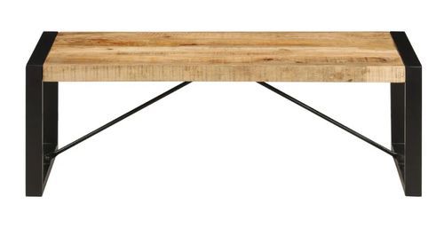 Table basse rectangulaire bois massif clair et métal noir Louane - Photo n°2; ?>