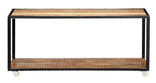 Table basse rectangulaire bois massif clair recyclé et métal noir Souly - Photo n°2; ?>